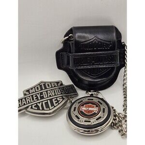 Harley Davidson Heritage Softail Pocket Watch by Franklin Mint. + BUCKLE, Pouch.